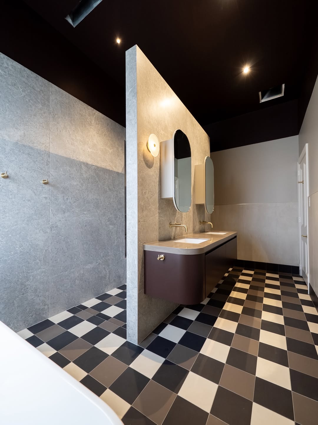 North Street bathroom feature wall, vanity and shower area